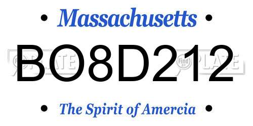 BO8D212 Massachusetts License Plate