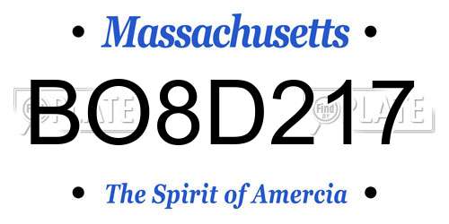 BO8D217 Massachusetts License Plate