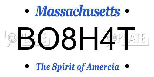 BO8H4T Massachusetts License Plate