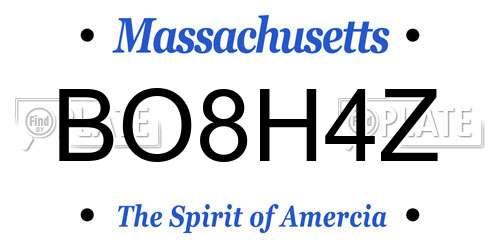 BO8H4Z Massachusetts License Plate