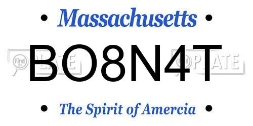 BO8N4T Massachusetts License Plate