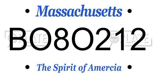 BO8O212 Massachusetts License Plate