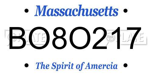BO8O217 Massachusetts License Plate