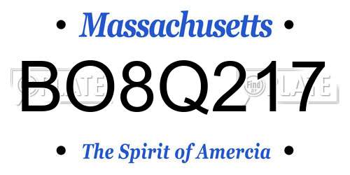 BO8Q217 Massachusetts License Plate