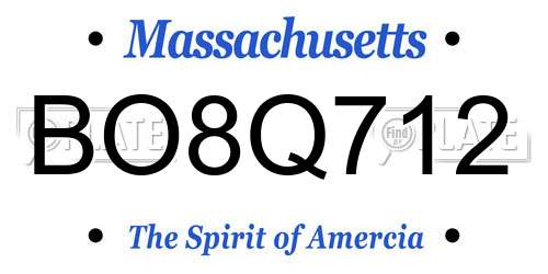 BO8Q712 Massachusetts License Plate