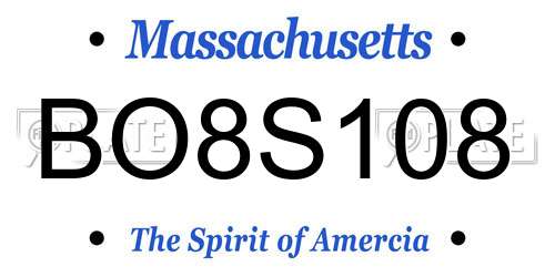 BO8S108 Massachusetts License Plate