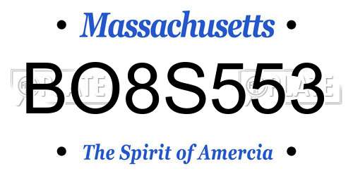 BO8S553 Massachusetts License Plate