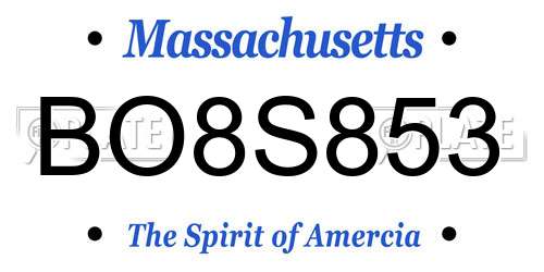 BO8S853 Massachusetts License Plate
