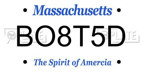 BO8T5D Massachusetts License Plate