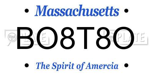 BO8T8O Massachusetts License Plate
