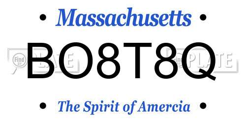 BO8T8Q Massachusetts License Plate