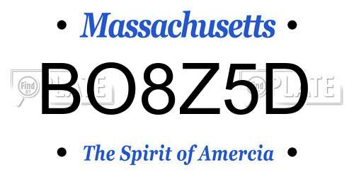 BO8Z5D Massachusetts License Plate