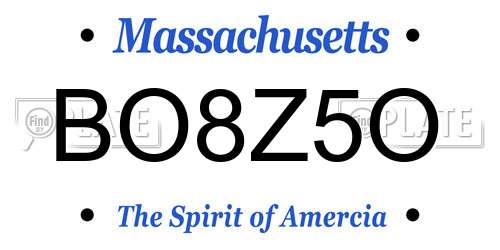 BO8Z5O Massachusetts License Plate