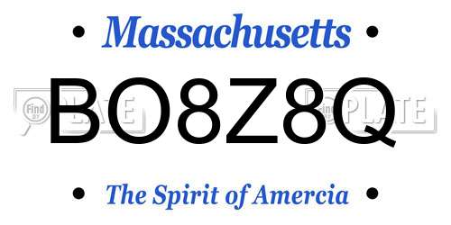 BO8Z8Q Massachusetts License Plate