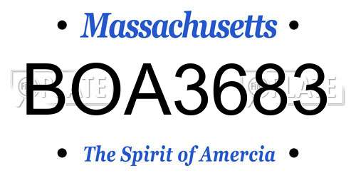 BOA3683 Massachusetts License Plate