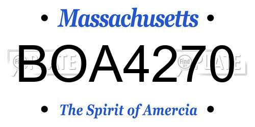BOA4270 Massachusetts License Plate