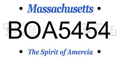 BOA5454 Massachusetts License Plate
