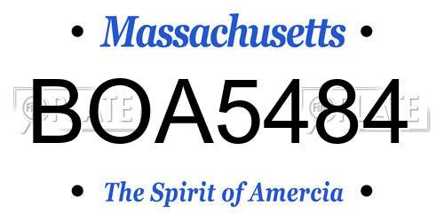 BOA5484 Massachusetts License Plate