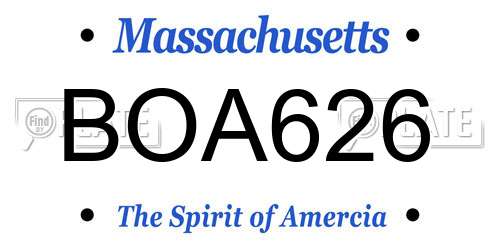 BOA626 Massachusetts License Plate