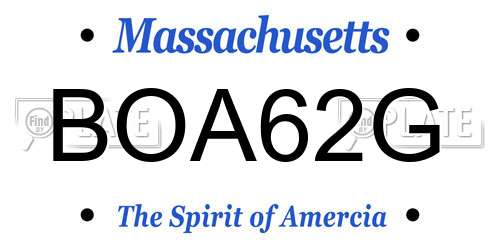 BOA62G Massachusetts License Plate
