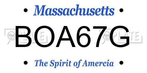 BOA67G Massachusetts License Plate