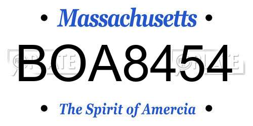 BOA8454 Massachusetts License Plate