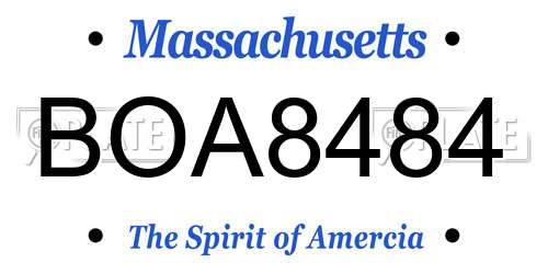 BOA8484 Massachusetts License Plate