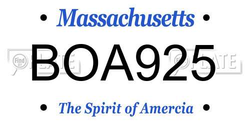 BOA925 Massachusetts License Plate