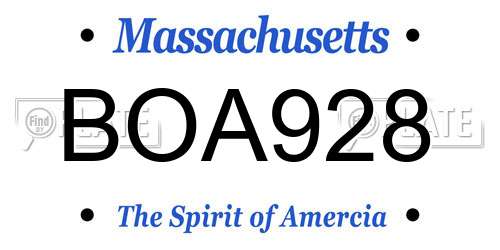 BOA928 Massachusetts License Plate