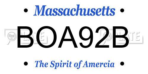 BOA92B Massachusetts License Plate
