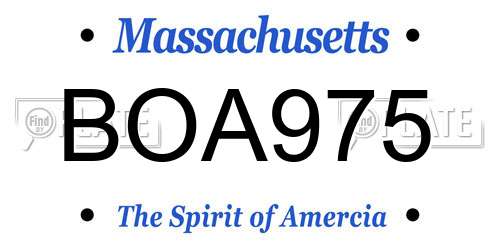 BOA975 Massachusetts License Plate