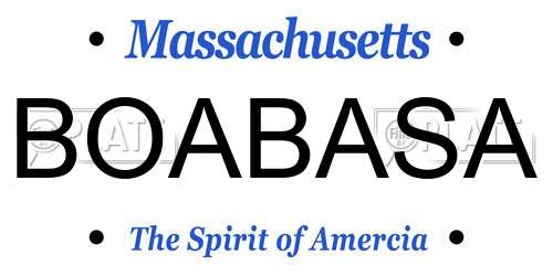 BOABASA Massachusetts License Plate
