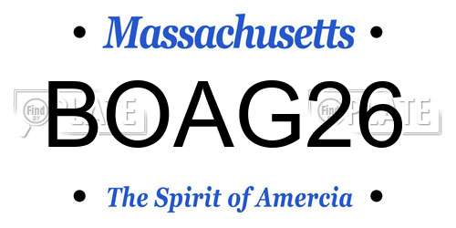 BOAG26 Massachusetts License Plate