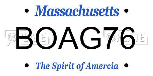 BOAG76 Massachusetts License Plate