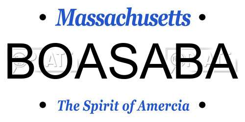 BOASABA Massachusetts License Plate