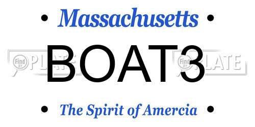 BOAT3 Massachusetts License Plate
