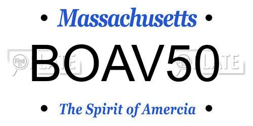 BOAV50 Massachusetts License Plate
