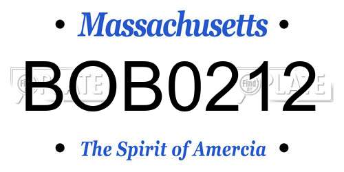 BOB0212 Massachusetts License Plate
