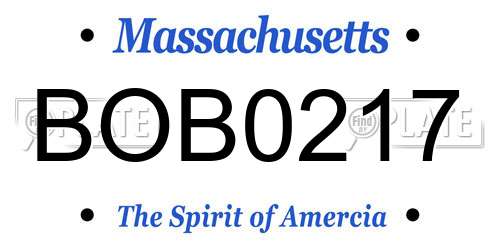 BOB0217 Massachusetts License Plate