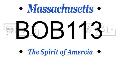 BOB113 Massachusetts License Plate