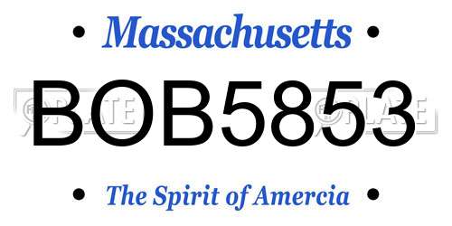 BOB5853 Massachusetts License Plate