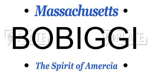 BOBIGGI Massachusetts License Plate