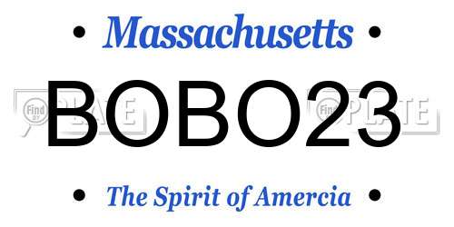 BOBO23 Massachusetts License Plate
