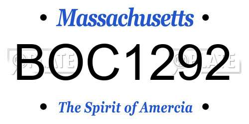 BOC1292 Massachusetts License Plate