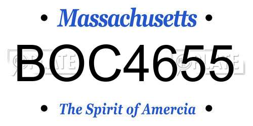 BOC4655 Massachusetts License Plate