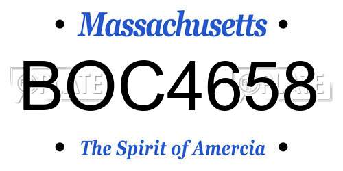 BOC4658 Massachusetts License Plate