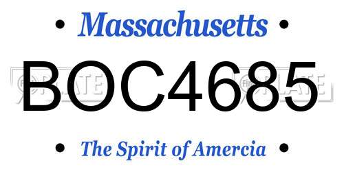 BOC4685 Massachusetts License Plate