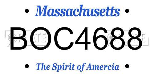 BOC4688 Massachusetts License Plate