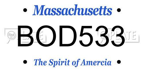 BOD533 Massachusetts License Plate