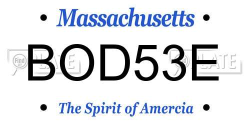 BOD53E Massachusetts License Plate
